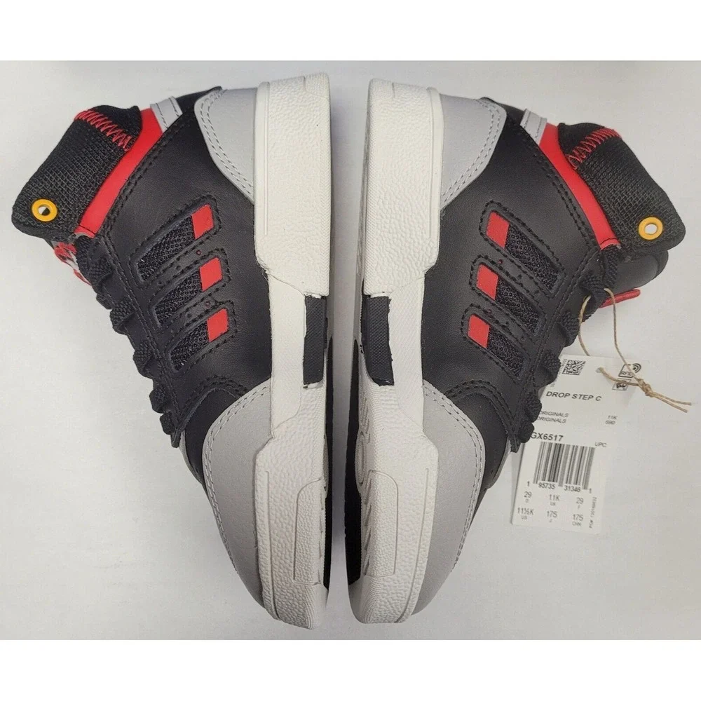Adidas Drop Step Children's US 11.5K Sneakers GX6517 Black Grey Red NEW with Box